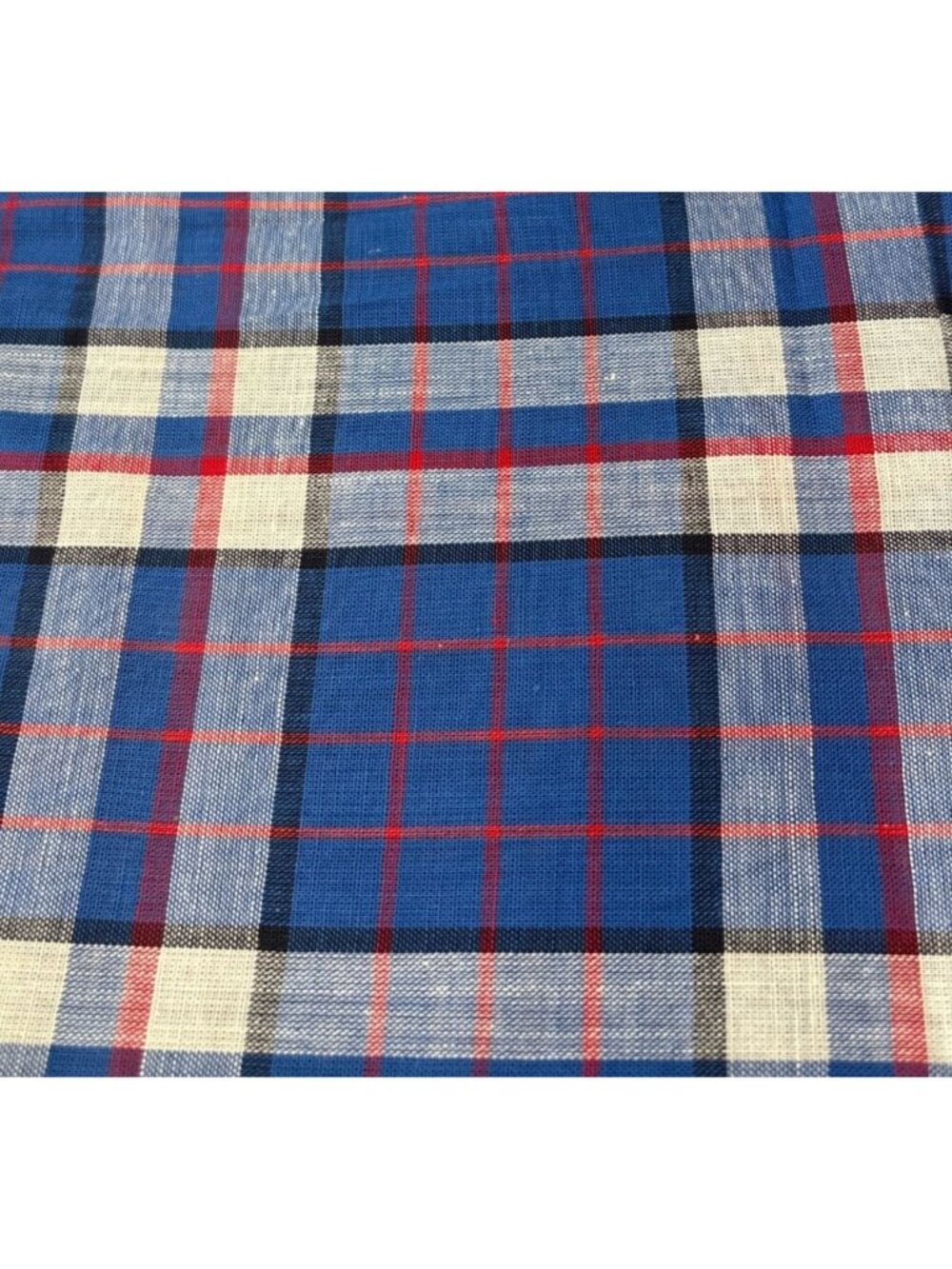 Blue Plaid Cotton Fabric 1/2 yard x 36" Classic Pattern Sewing Crafts